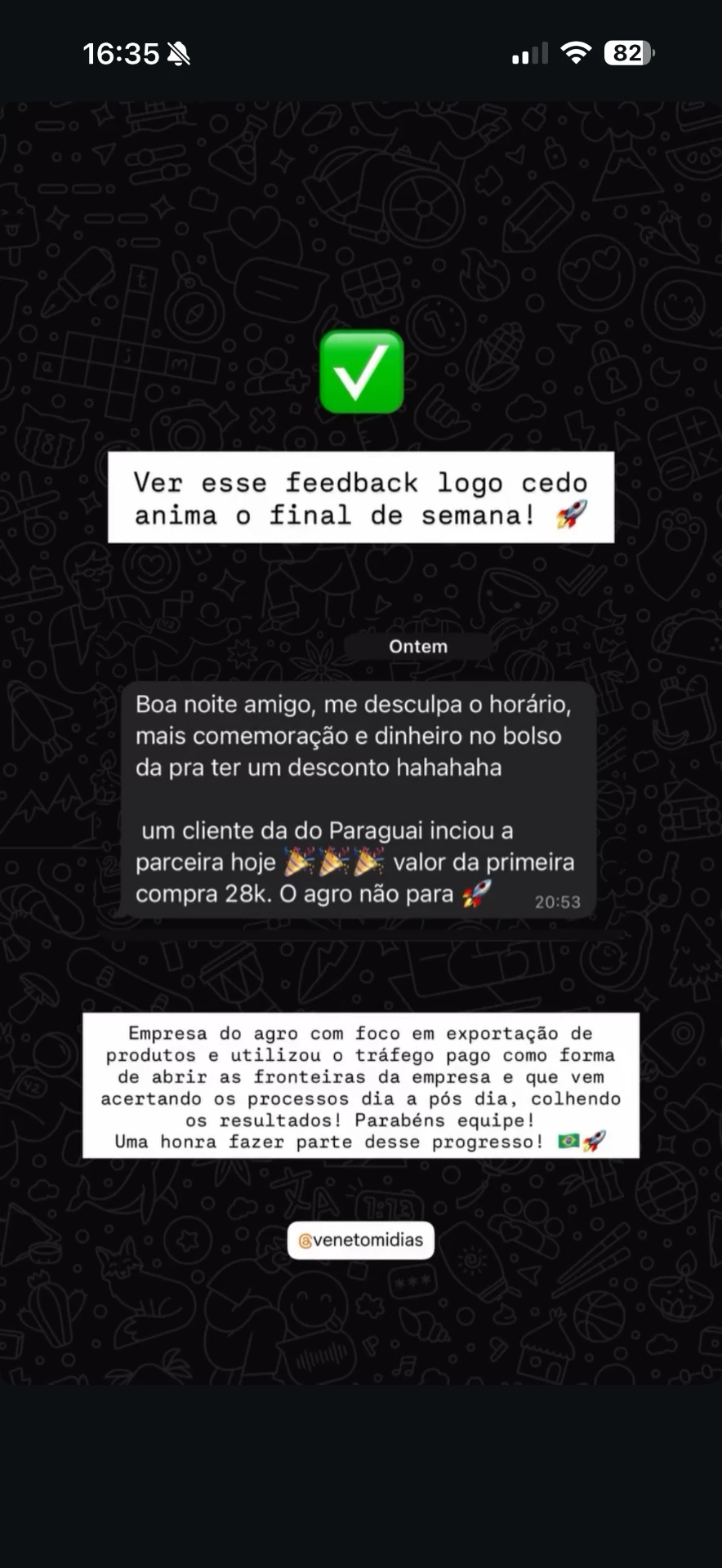 Relato de venda para cliente do Paraguai